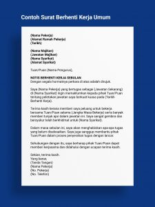 contoh surat berhenti kerja
